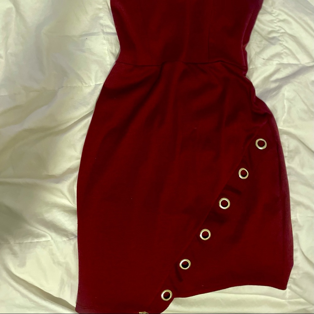 Red cocktail/night out dress with golden rings. Charlotte Russe Size Small